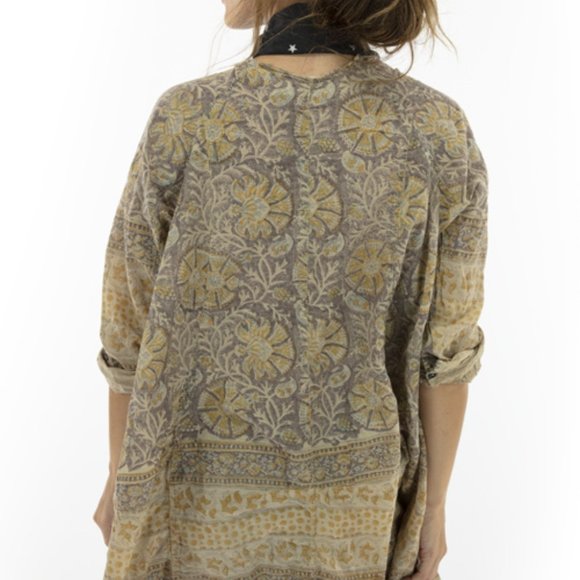 MAGNOLIA PEARL COTTON TWILL HAND BLOCK PRINT TOP - Picture 3 of 4